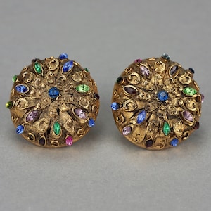 Vintage SATELLITE PARIS Filigree Jewelled Dome Earrings