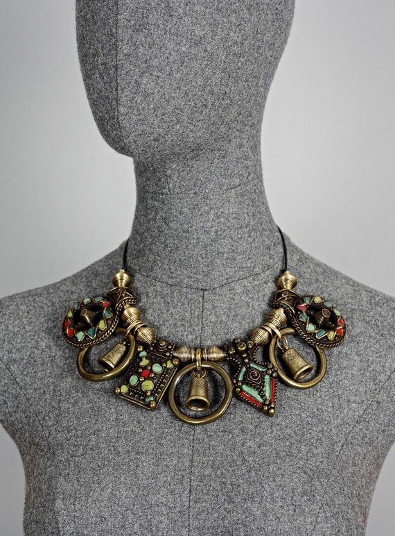 Vintage JEAN PAUL GAULTIER Tribal Enamel Charm Choker Necklace - Etsy