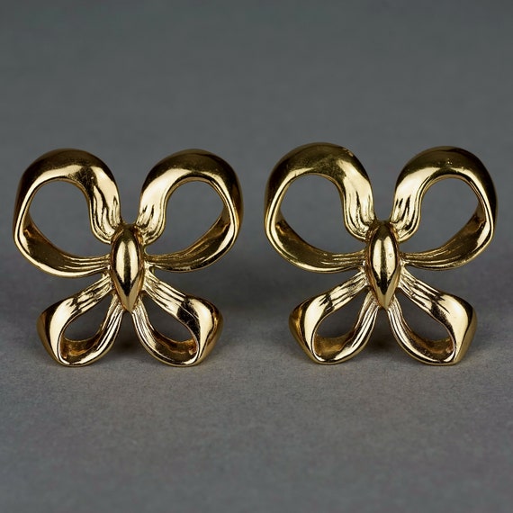Tiffany Bow Ribbon Earrings Sterling Silver 18k Yellow Gold Clip ES2341 |  eBay