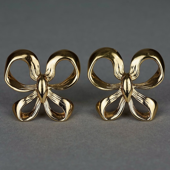 Tiffany Bow Ribbon Earrings Sterling Silver 18k Yellow Gold Clip ES2341 |  eBay