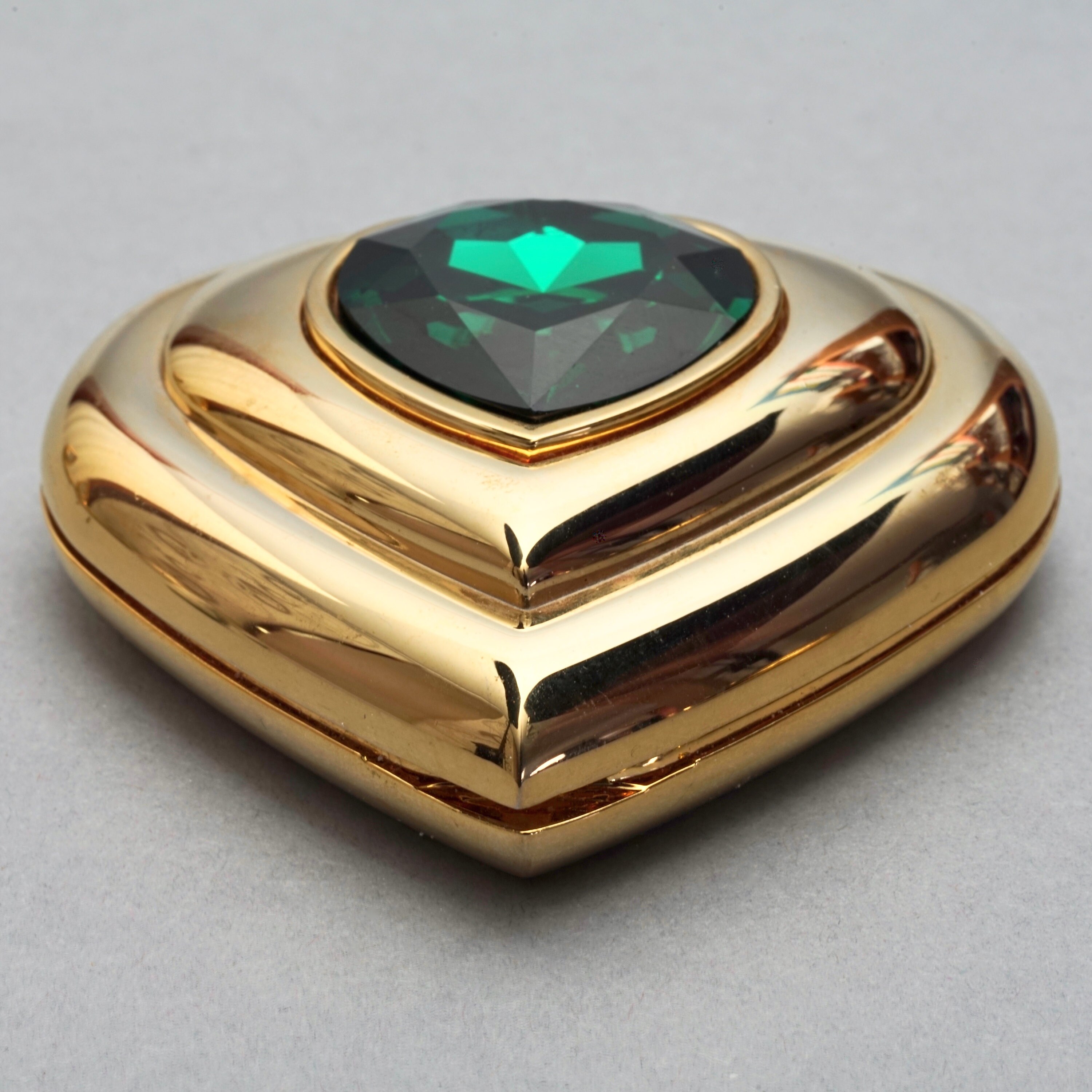 Vintage YVES SAINT LAURENT Robert Goossens Green Heart Jewelled