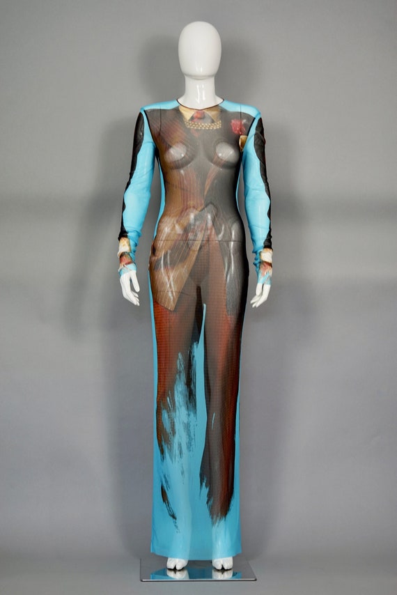 Vintage JEAN PAUL GAULTIER Trompe L'oeil Sheer Tuxedo Print