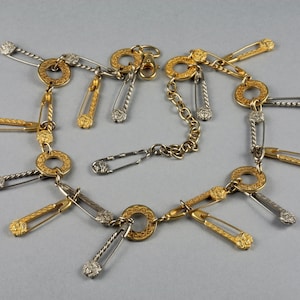 Vintage GIANNI VERSACE Iconic Medusa Safety Pin Necklace Belt