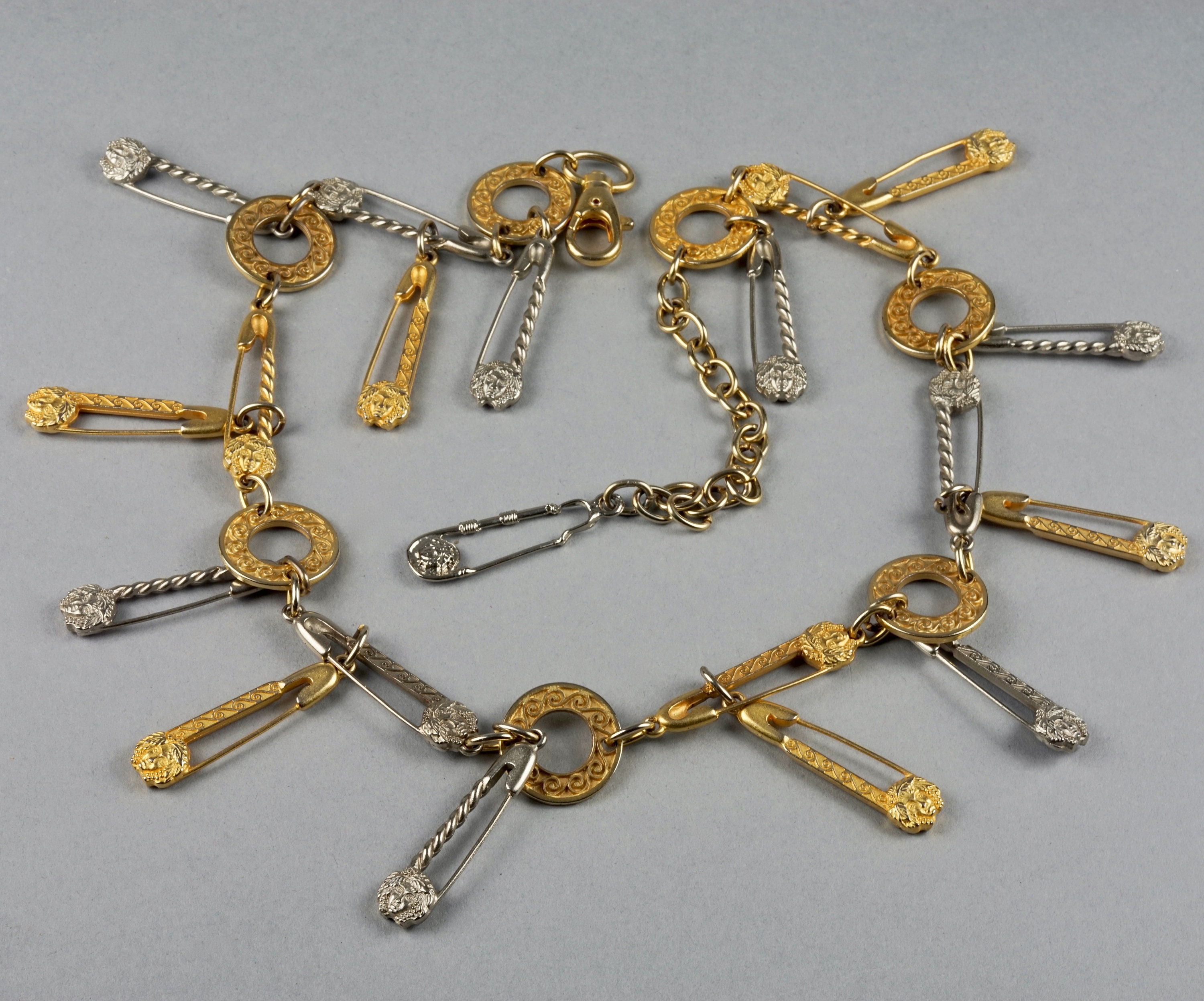 Vintage GIANNI VERSACE Iconic Medusa Safety Pin Necklace Belt ...