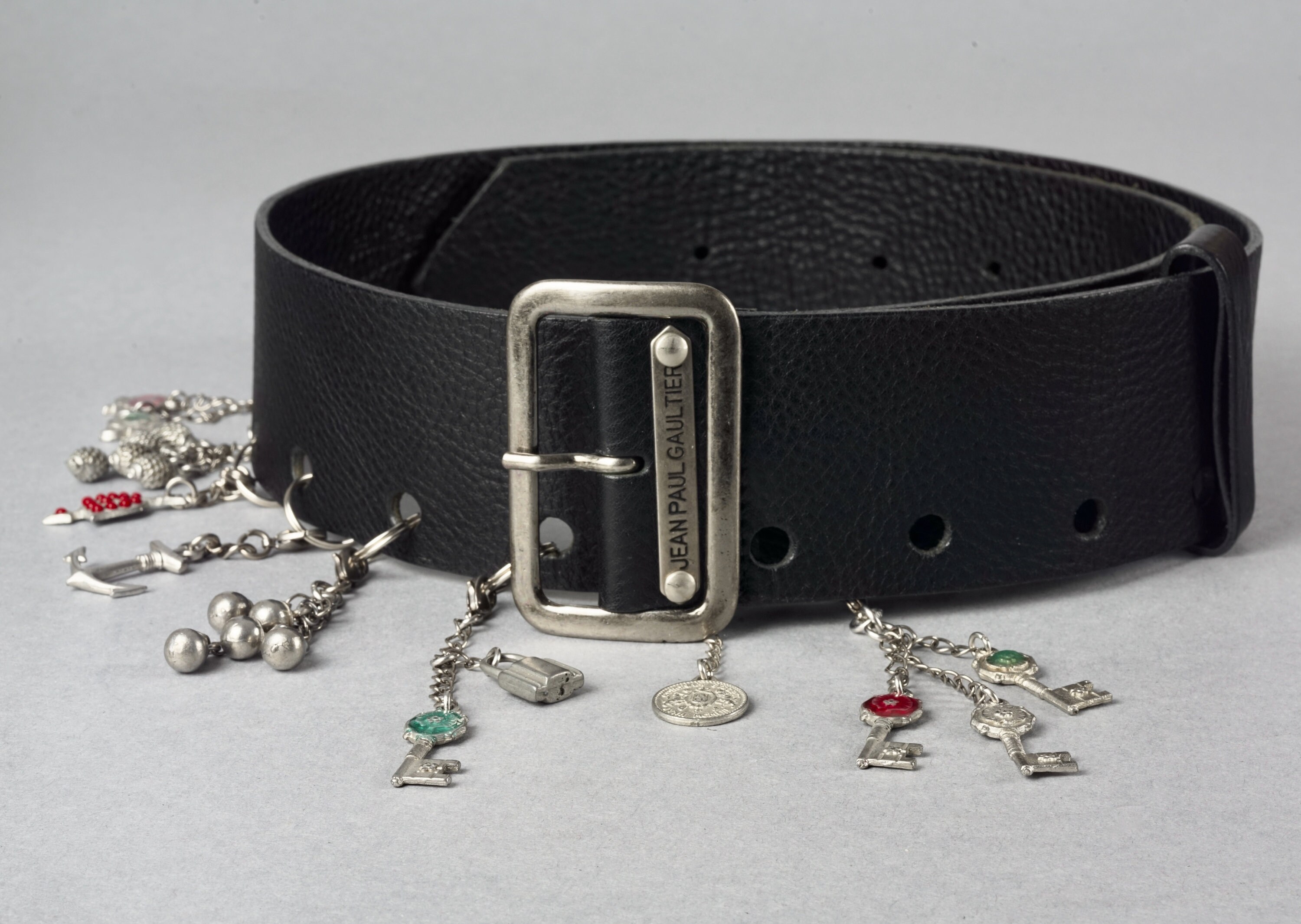 Monogram Embellished Chain Belt in Silver - Jean Paul Gaultier