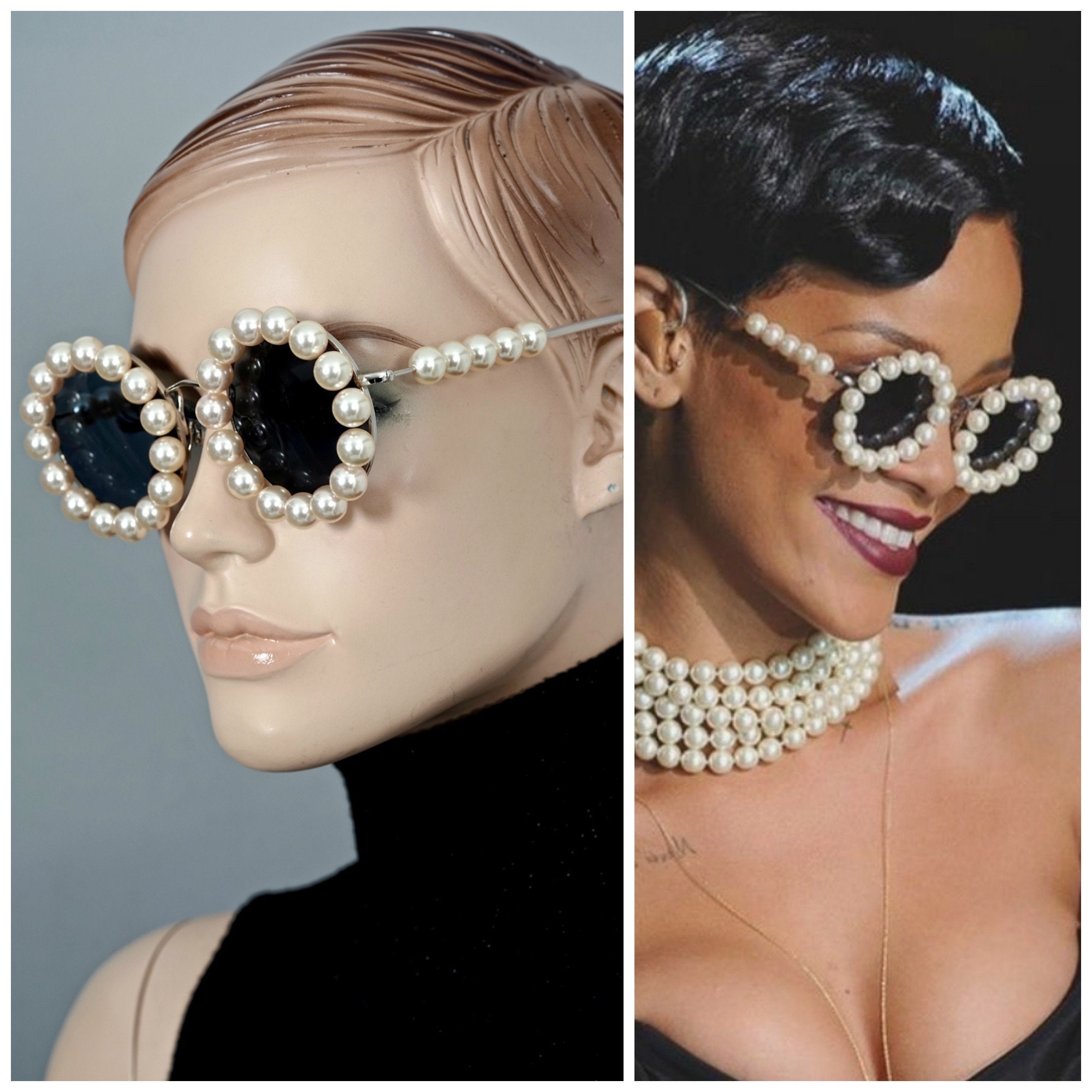 Vintage CHANEL Pearl Round Sunglasses -