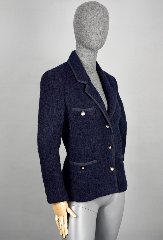 Vintage 1995 CHANEL Navy Blue Tweed Lucky Charm B… - image 5