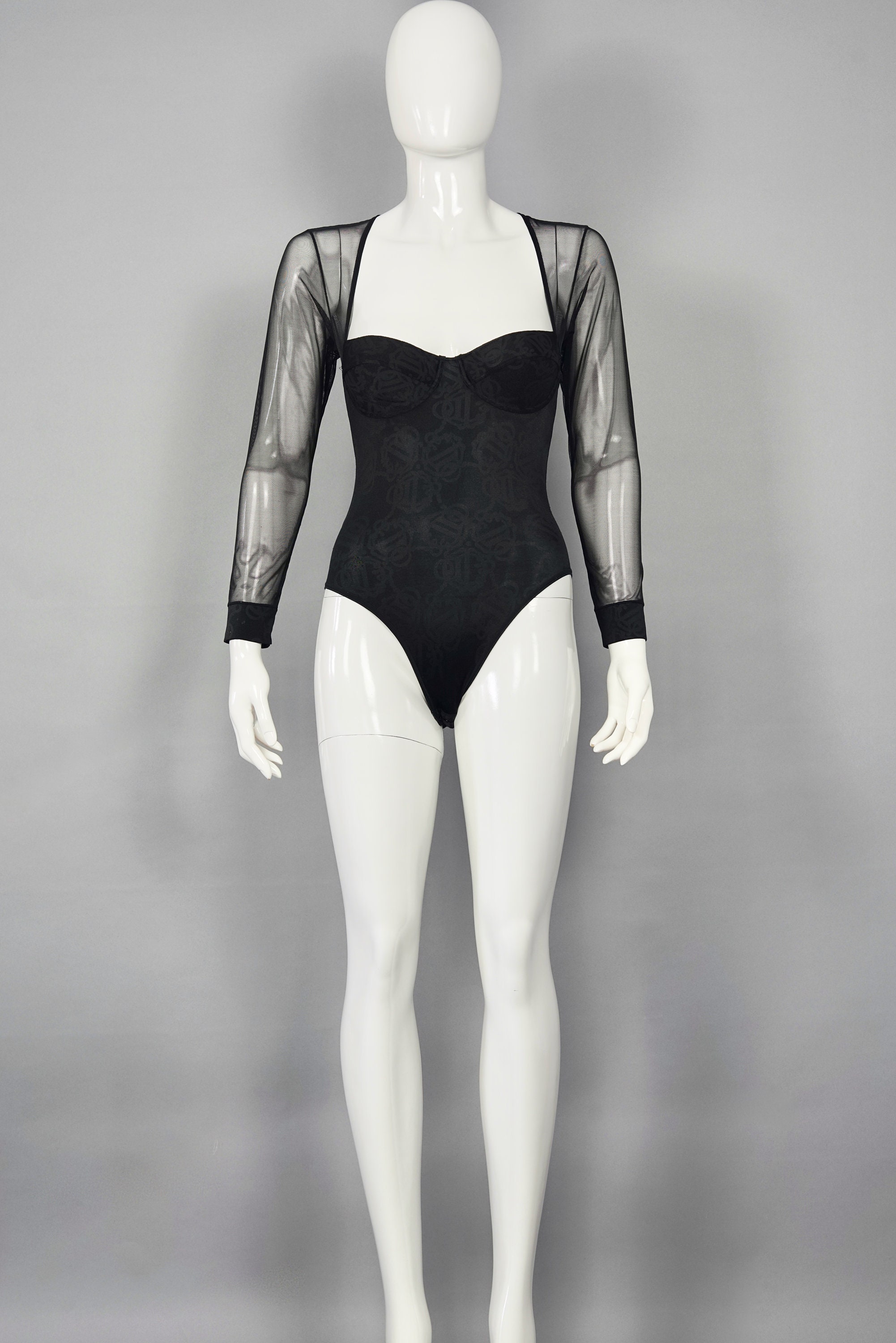 CHRISTIAN DIOR Monogram Bodysuit Lace Underwire Cream WMNS