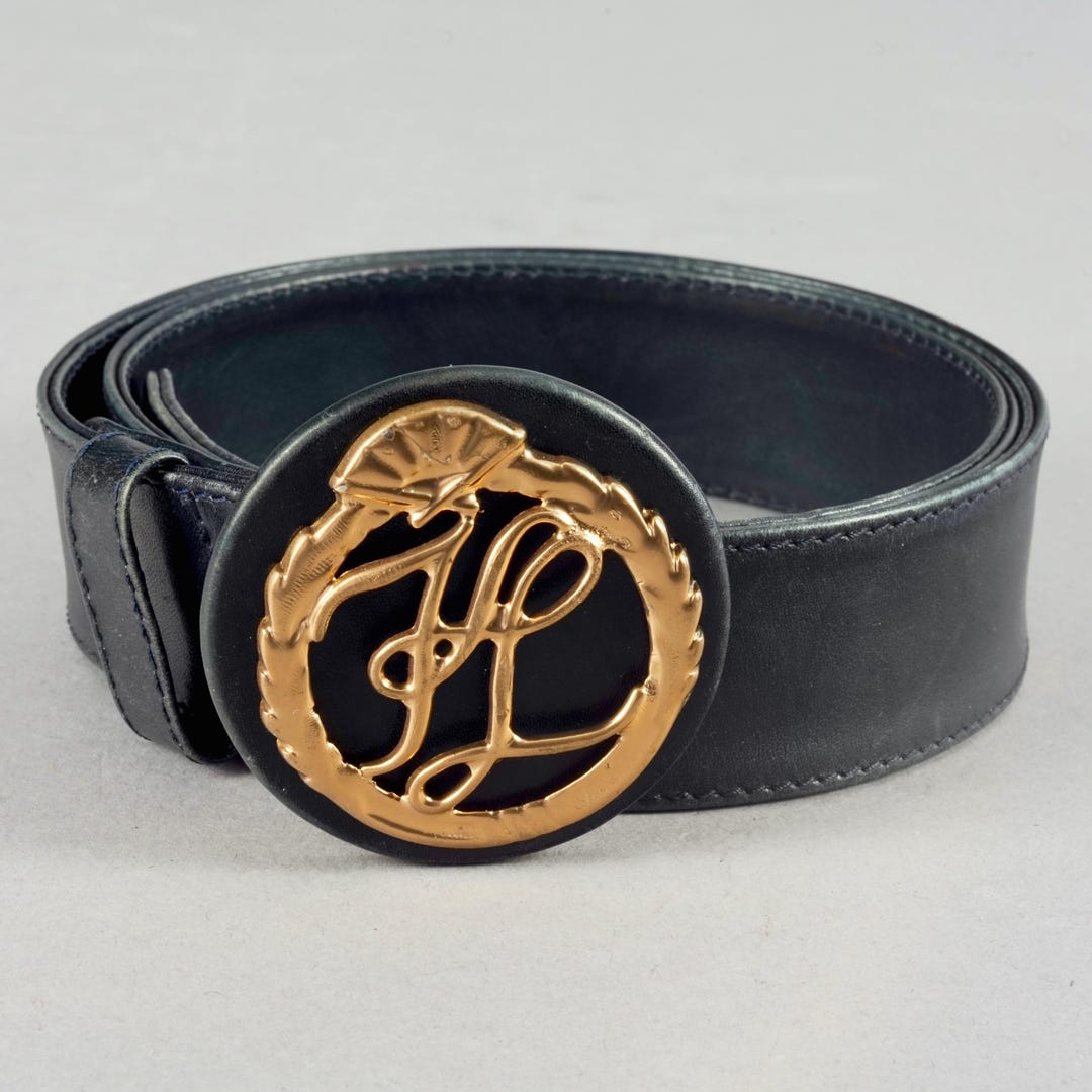 Vintage KARL LAGERFELD KL Logo Buckle Black Belt - Etsy display picture 2