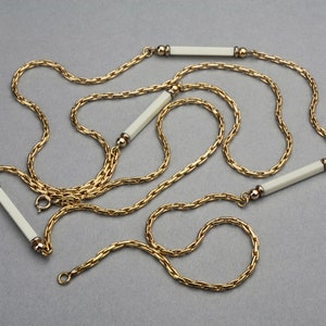 Vintage 1975 CHRISTIAN DIOR White Bar Link Chain Necklace