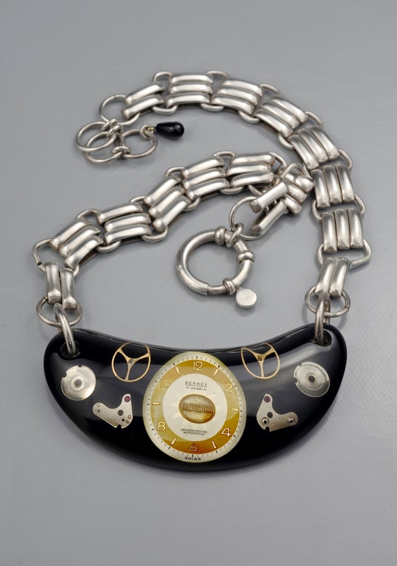 Vintage JEAN PAUL GAULTIER Steampunk Watch Lucite Choker Vintage JEAN PAUL GAULTIER Steampunk Watch Lucite Choker