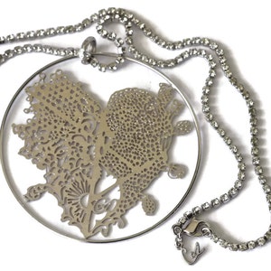 collier vintage CHRISTIAN LACROIX Lace Heart Rhinestones