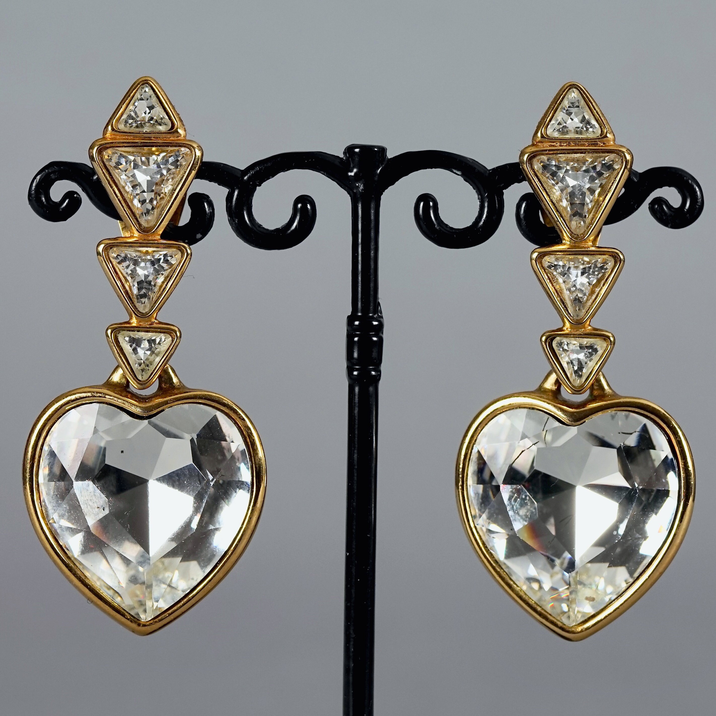 Vintage YVES SAINT LAURENT Ysl Crystal Heart Faceted Vintage YVES SAINT LAURENT Ysl Crystal Heart Faceted