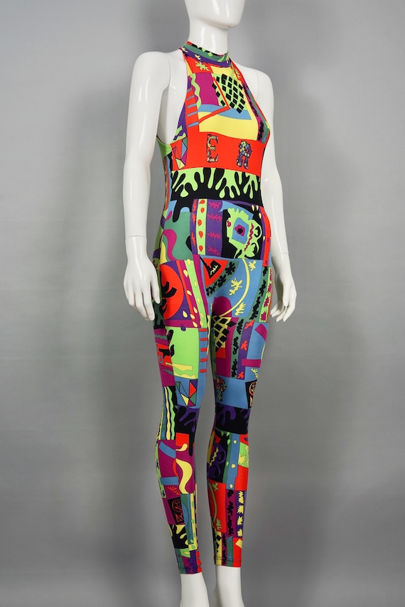 Vintage VERSACE Abstract Pop Art Print Catsuit Jum