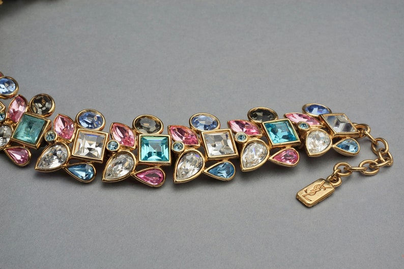 Vintage YVES SAINT LAURENT Robert Goossens Multi Jeweled Runway Necklace image 6