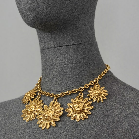 Vintage Chanel Lion Head Medallion Necklace 