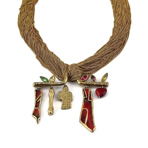vintage CHRISTIAN LACROIX Fantaisie Charm Hanger Multi Chain Collier