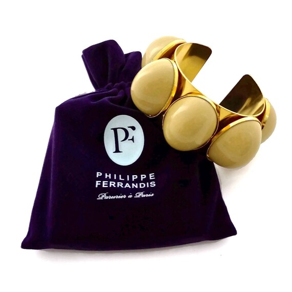 Vintage PHILIPPE FERRANDIS Massive Cabochon Cuff B