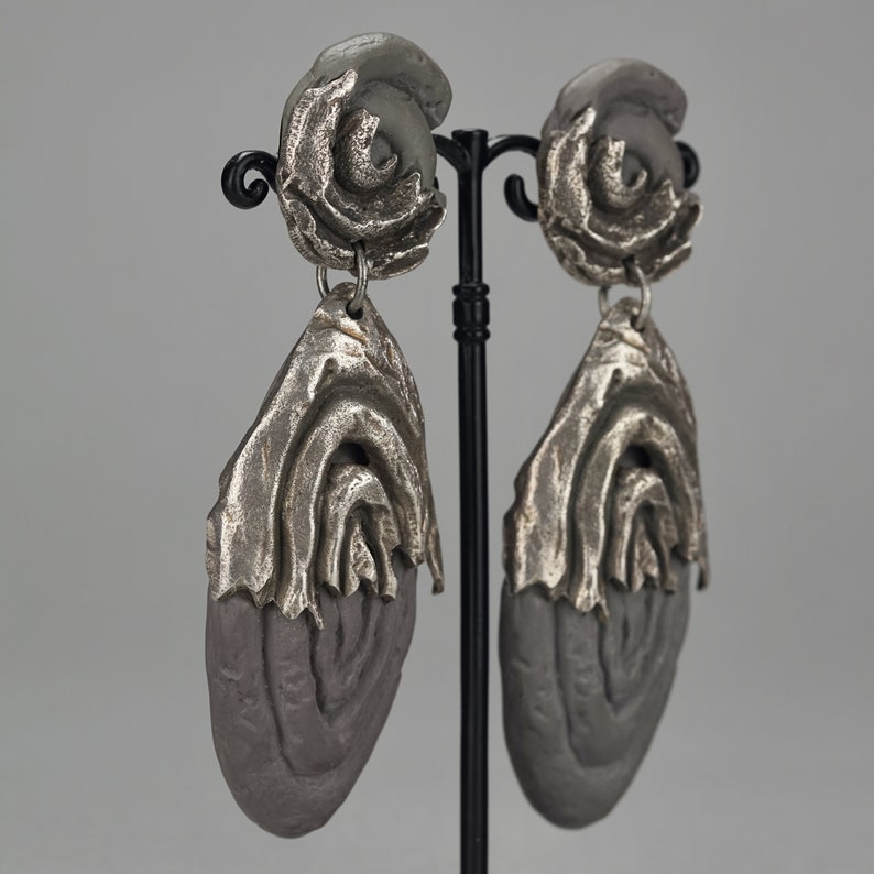 Vintage Massive CLAUDE MONTANA Pour Claire Deve Brutalist Earrings image 4