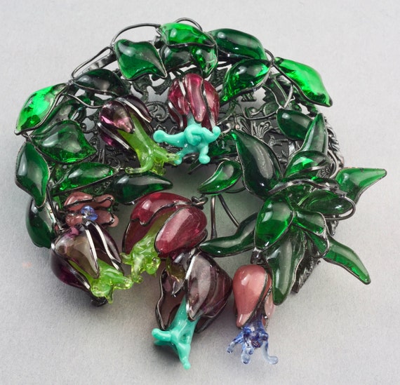Vintage Massive HISTOIRE DE VERRE Flower Gripoix Brooch - Etsy