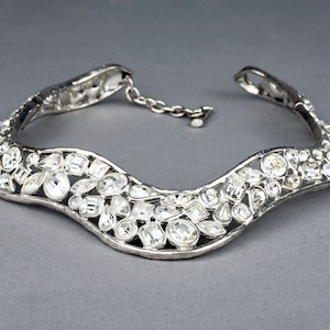 Vintage YVES SAINT LAURENT Ysl by Robert Goossens Clear Rhinestones Choker Necklace