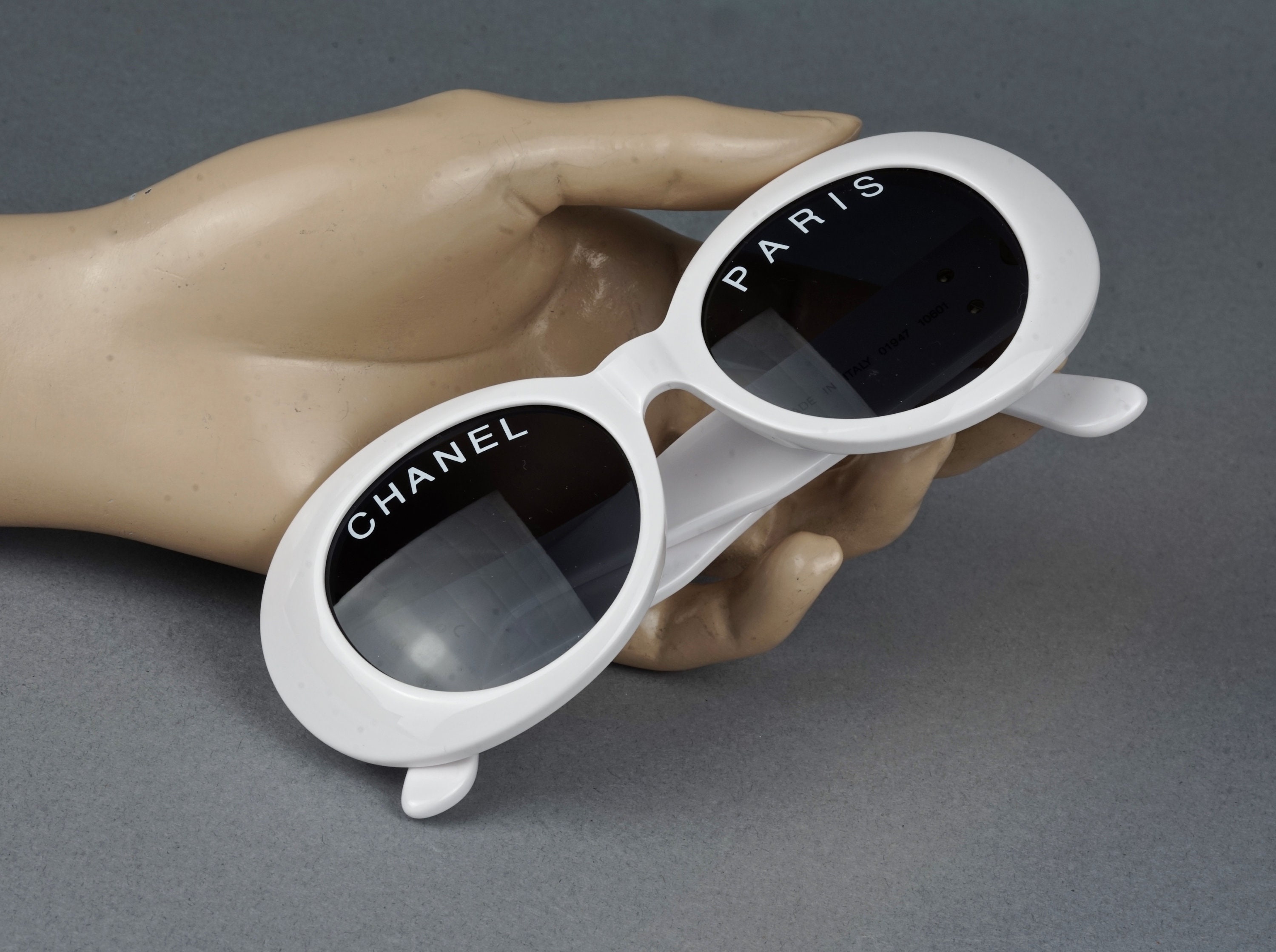 Vintage 1993 Iconic CHANEL PARIS Spelled White Sunglasses - Etsy