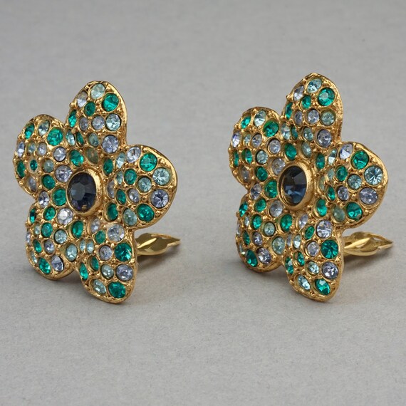 Vintage YVES SAINT LAURENT Ysl Flower Rhinestone … - image 6