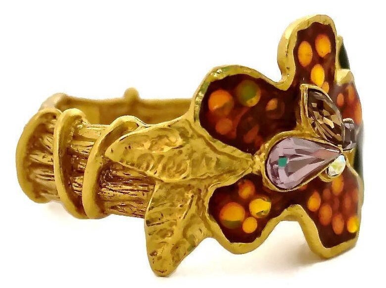Christian Lacroix ラクロワ　ブレスレット Christian Lacroix Gold Stone Bangle Bracelet Women Used