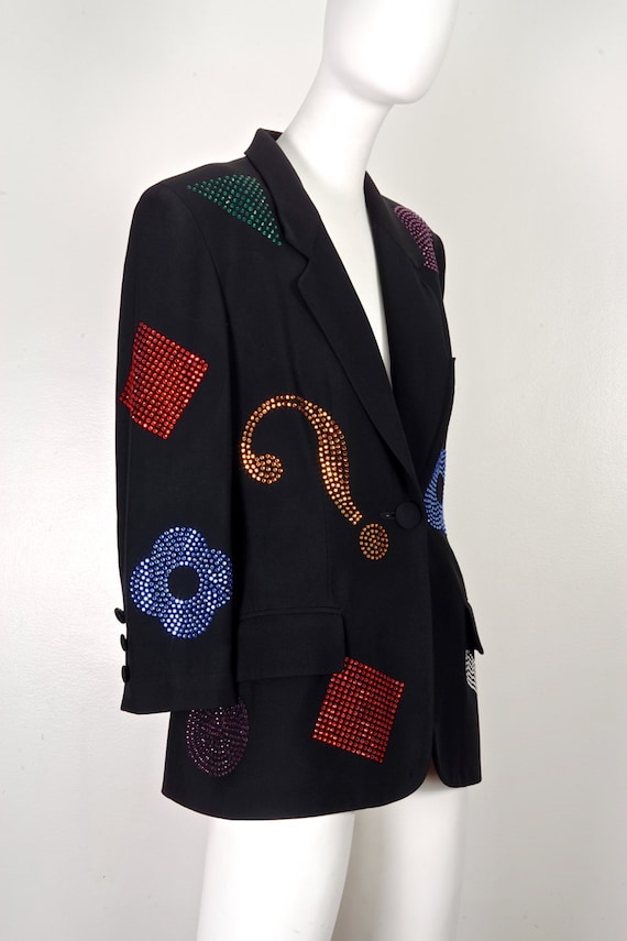 Vintage MOSCHINO Rhinestone Studded Figural Novelty Blazer