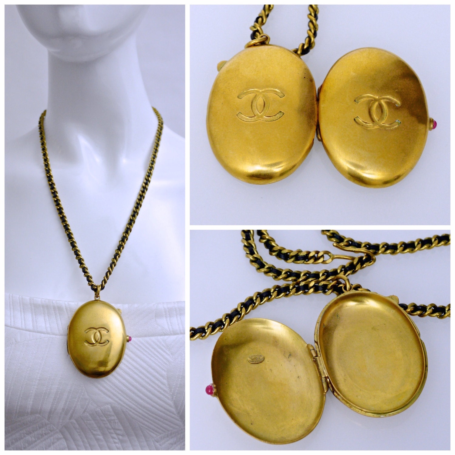 Vintage CHANEL CC Locket Leather Chain Necklace -  India