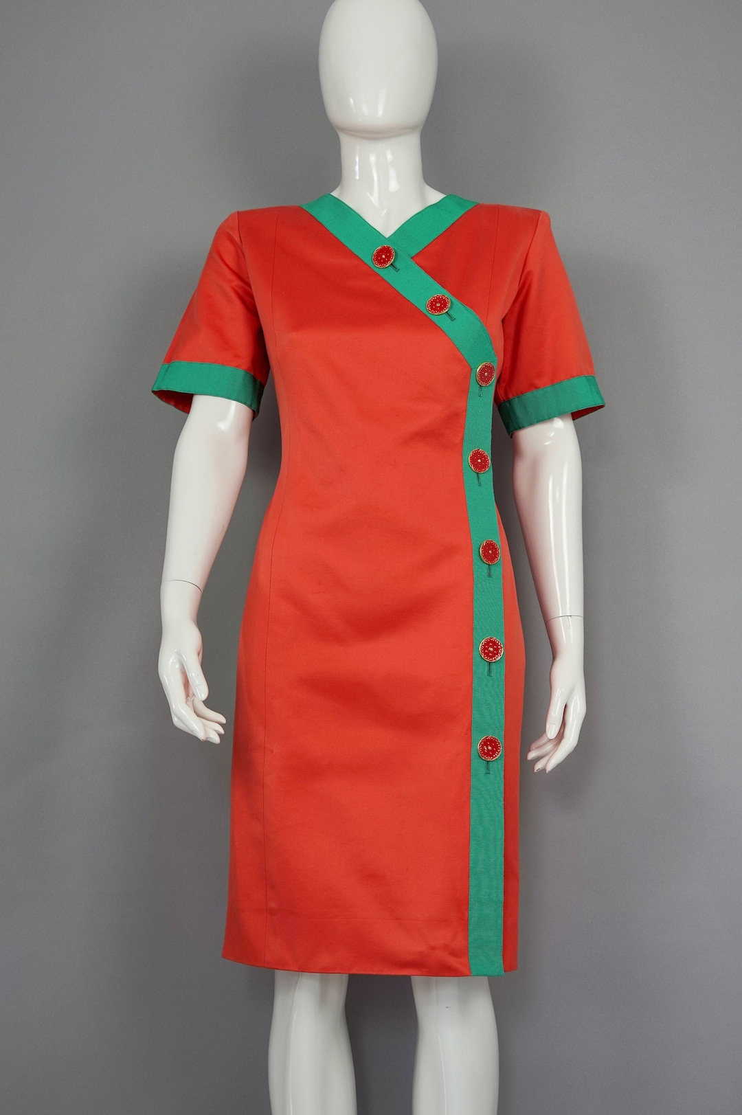 Vintage 1970s YVES SAINT LAURENT Ysl Color Block Dress