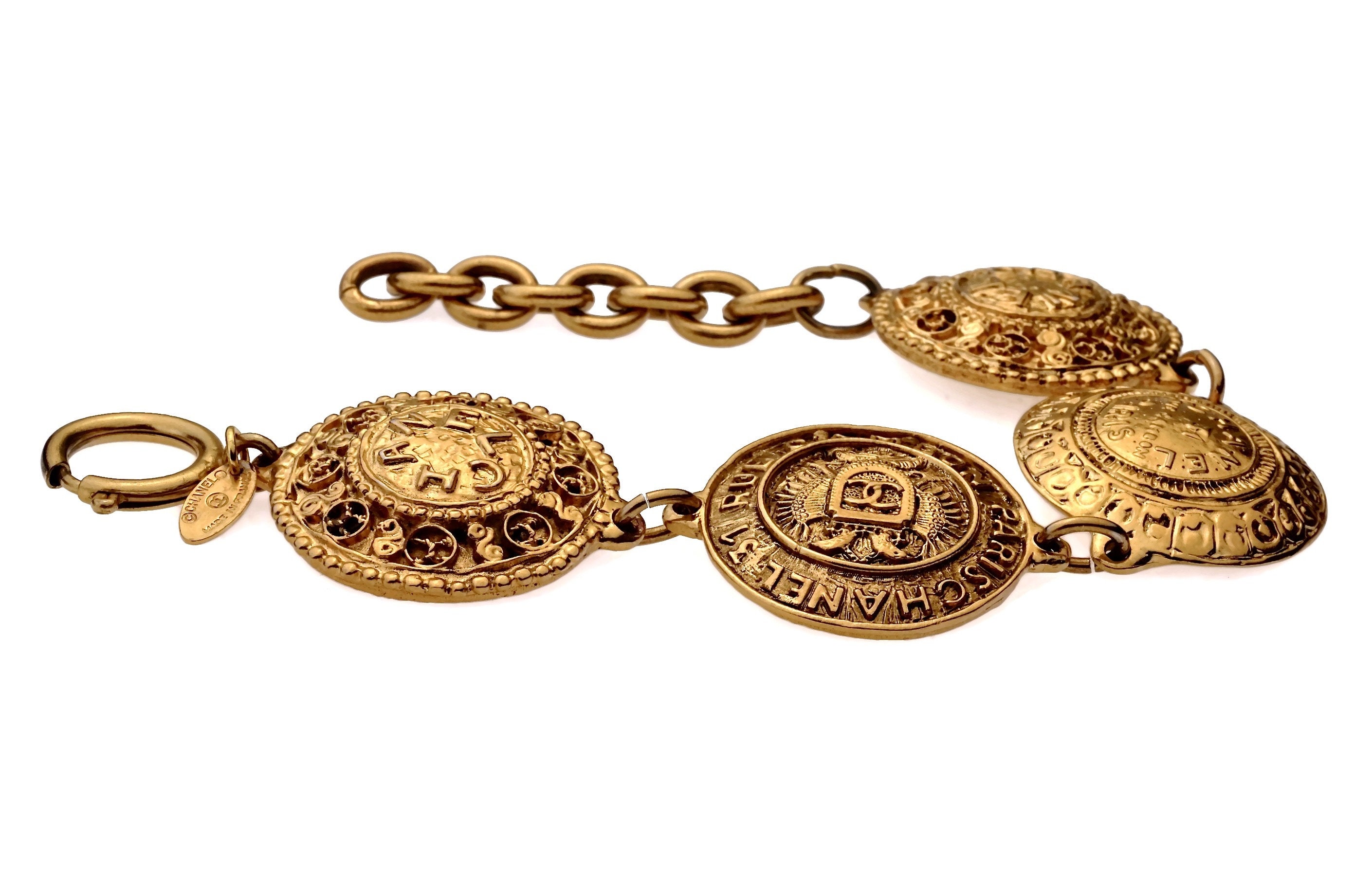 Vintage CHANEL Logo Medallion Bracelet 