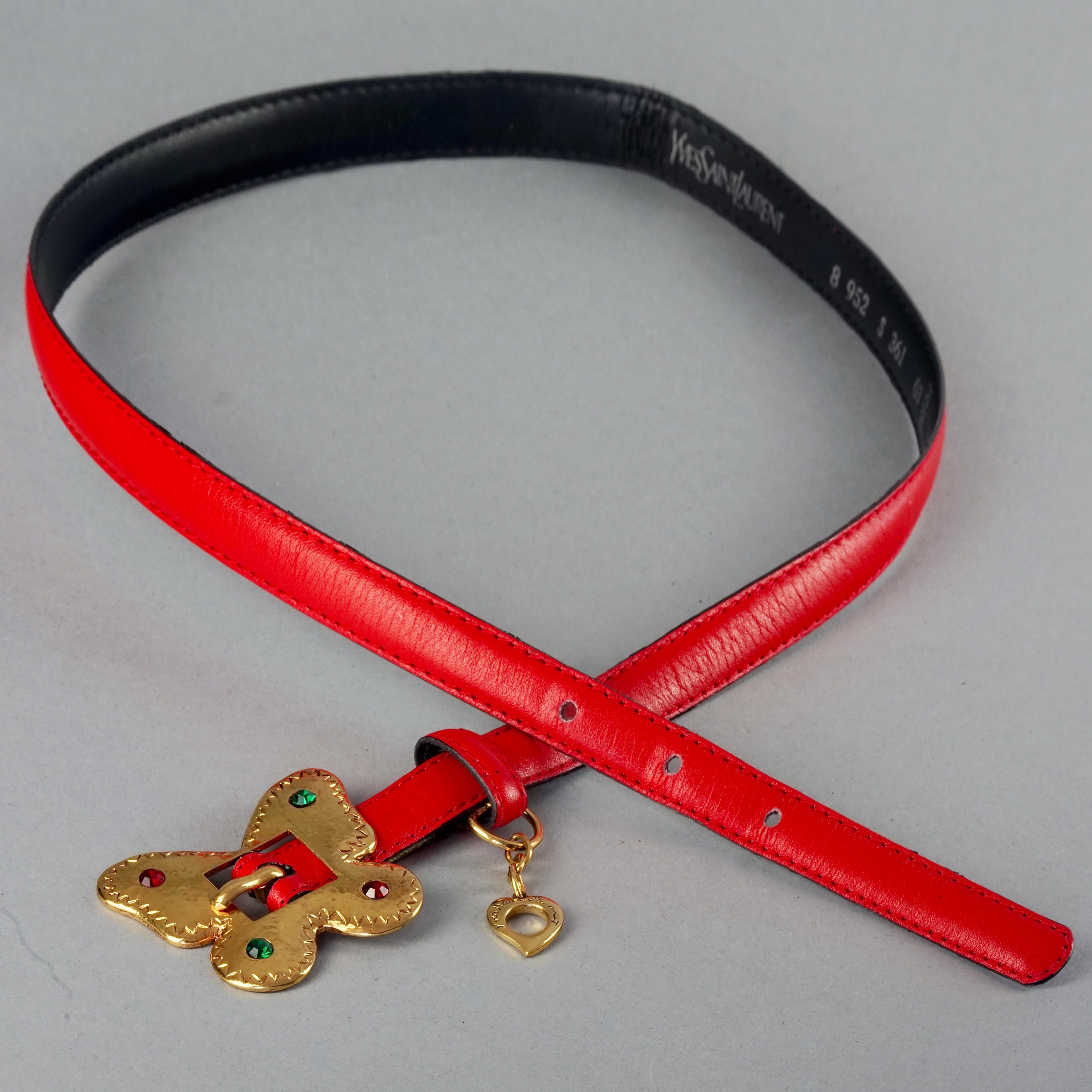 Yves Saint Laurent Wide Belt YSL Vintage Red Leather with Heart HTF Vintage VINTAGE YSL YVES SAINT LAURENT RIVE GAUCHE BELT COLLECTION main image 3