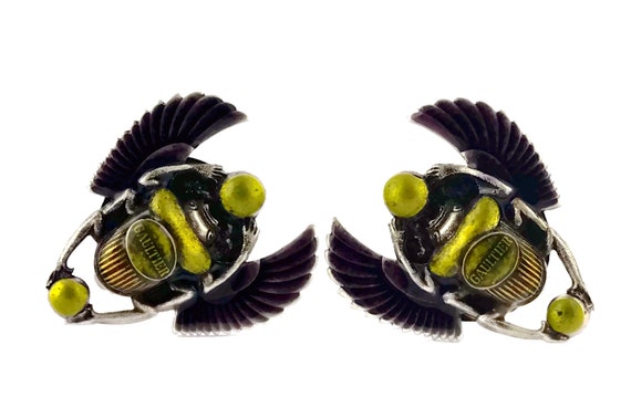 Vintage JEAN PAUL GAULTIER Enameled Scarab Egyptian Earrings - Etsy