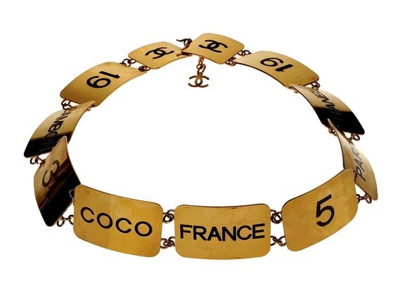Vintage 1993 Iconic CHANEL Address Logo Plate Link Belt - Etsy