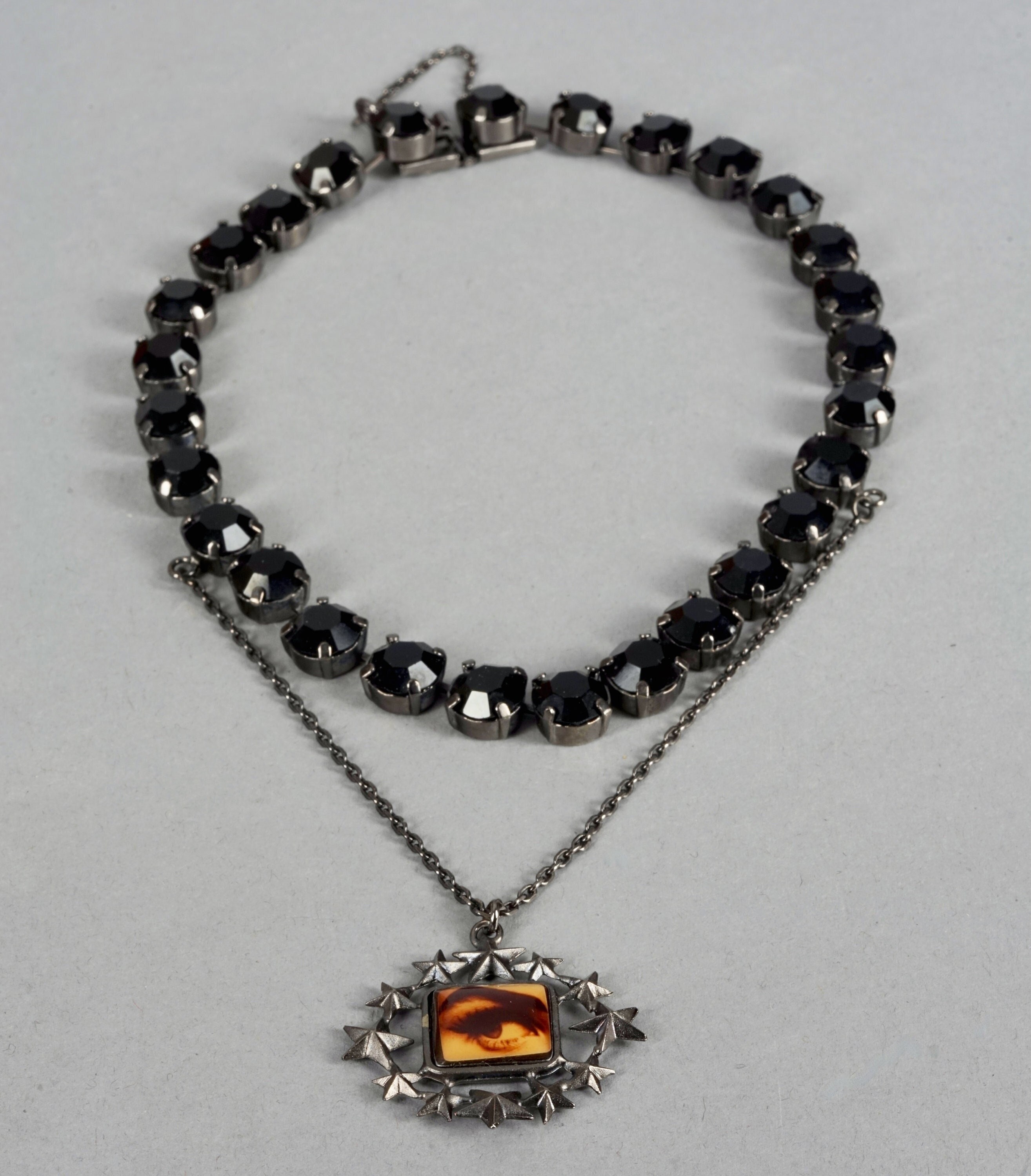 アクセサリー Jean Paul Gaultier Demon Top Necklace Vintage JEAN PAUL GAULTIER Eye Stars Novelty Black