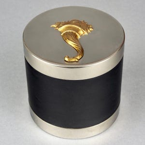 Vintage HERMES Cornucopia Metal and Leather Cigarette Box