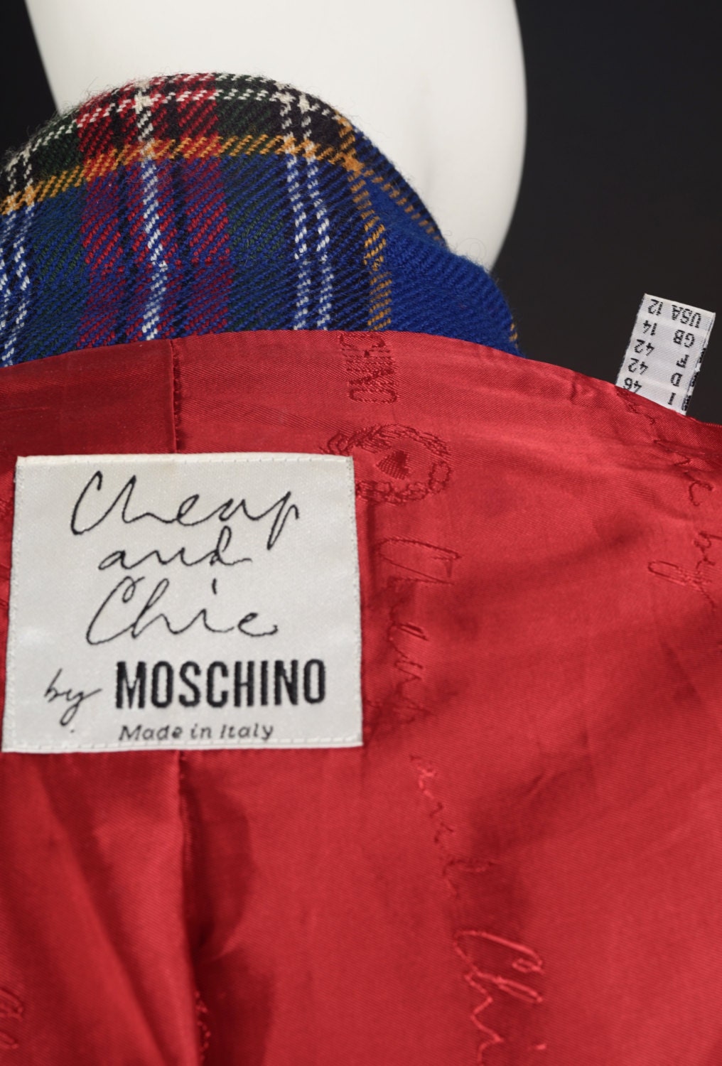 Vintage MOSCHINO Faucet Plaid Tartan Novelty Jacket - Etsy