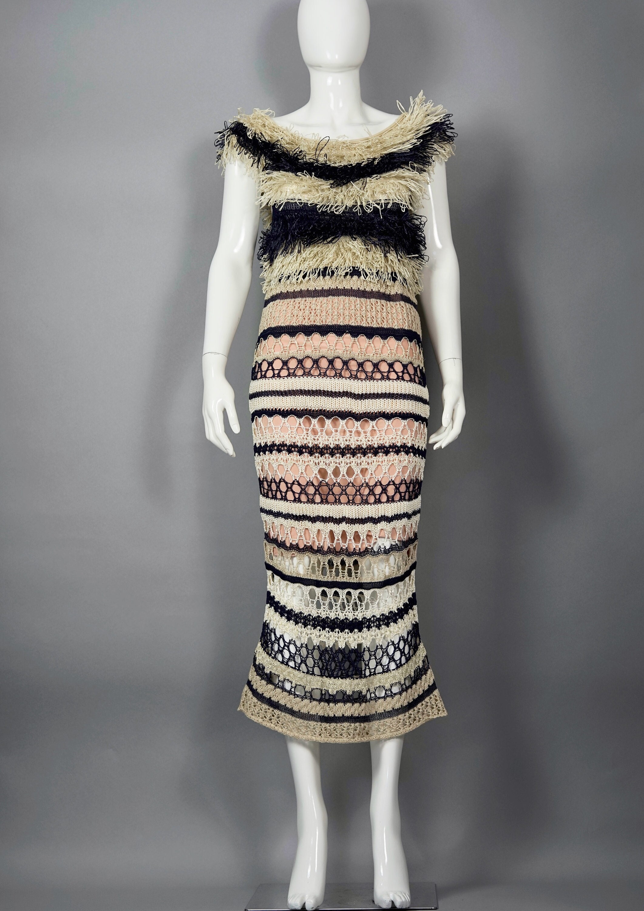 Vintage JEAN PAUL GAULTIER Raffia Knit Crochet Nautical Dress - Etsy