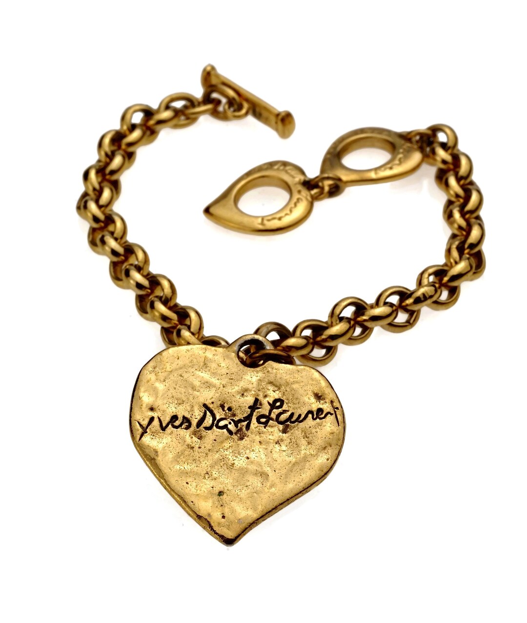 新しい到着 Ysl LAURENT SAINT YVES Vintage Signature Charm Heart Love アクセサリー