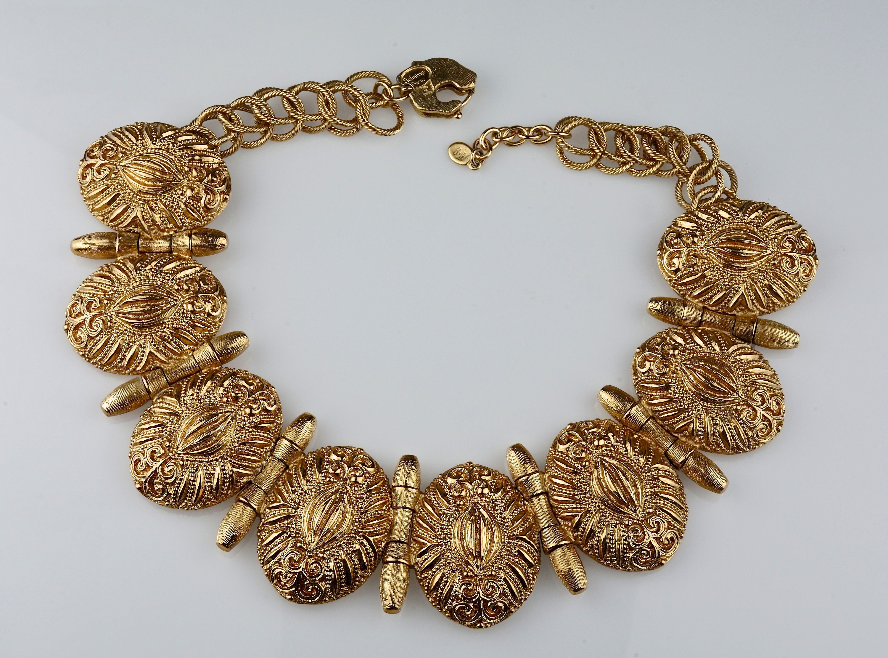 Vintage Massive JEAN LOUIS SCHERRER Ethnic Pattern Necklace For