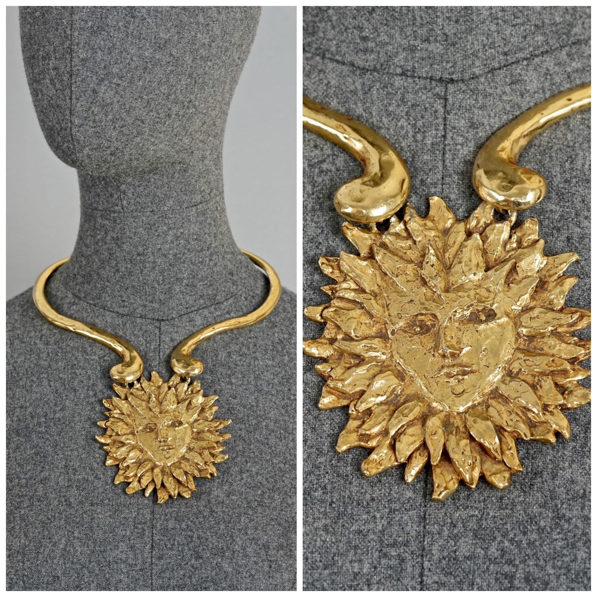 Vintage YVES SAINT LAURENT by Robert Goossens Sun Face Necklace Etsy