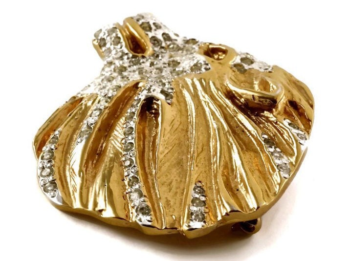 Vintage YVES SAINT LAURENT Lion Rhinestone Sculptured Brooch