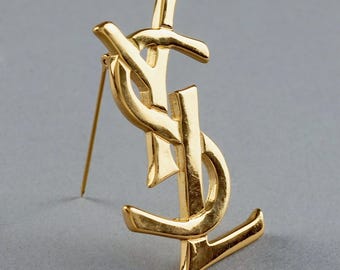 ヴィンテージの巨大なイヴ・サンローラン YSL ロゴブローチ - Etsy 日本