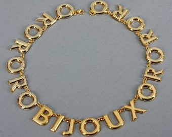 Vintage MOSCHINO "BIJOUX ORO" Spelled Novelty Necklace