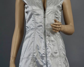 Robe D'été En Lin Thierry Mugler - Taille 38/40 (FR 42i), Grise, Sans Manches - Occasion Excellent état
