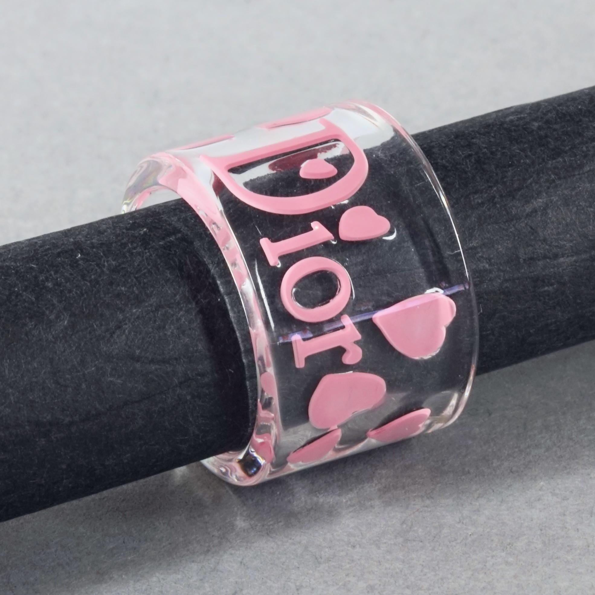 Vintage CHRISTIAN DIOR Pink Heart Lucite Ring - Etsy