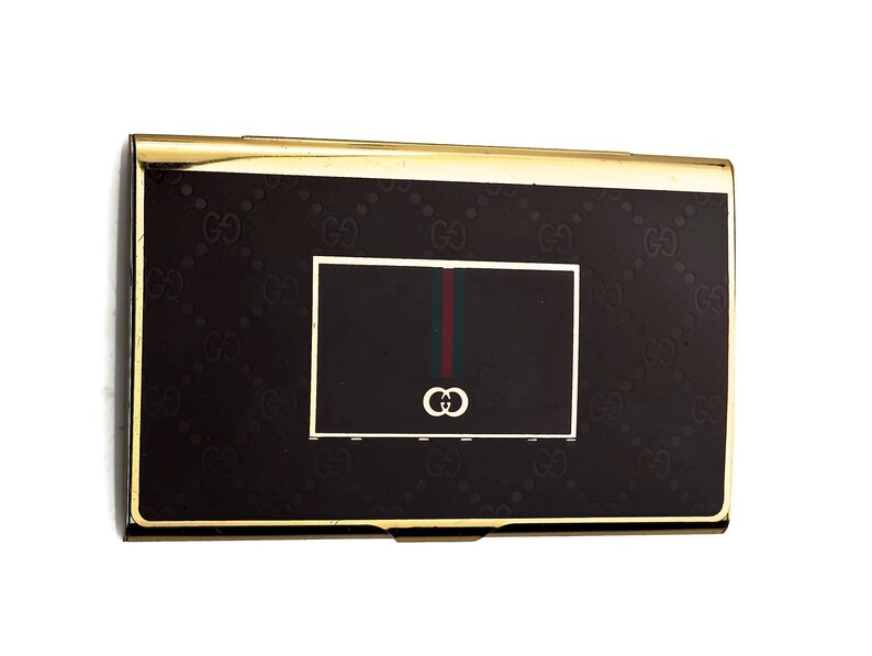Vintage Iconic GUCCI Logo Enamel Business Card Holder Etsy