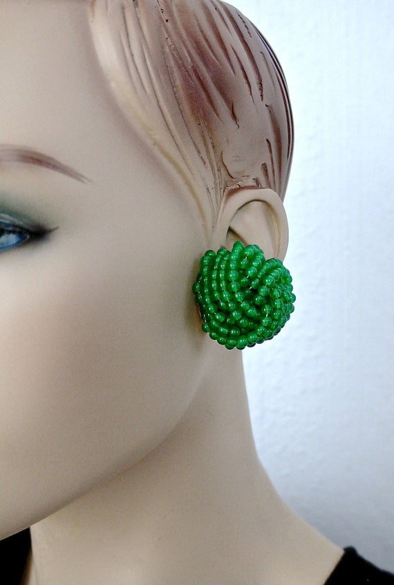 Vintage 1967 CHRISTIAN DIOR Knotted Emerald Glass… - image 2