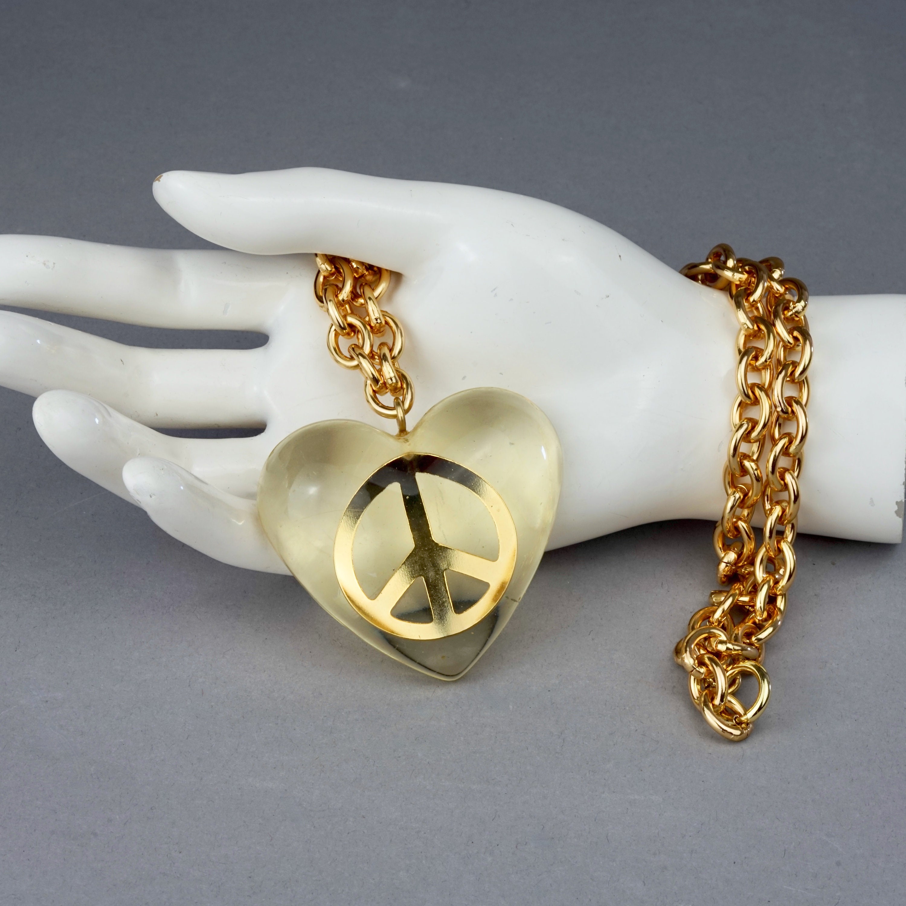 Vintage MOSCHINO Lucite Heart Peace Sign Novelty Necklace - Etsy